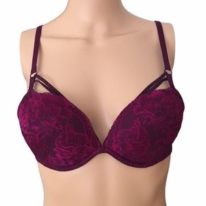 NWOT La Senza dark burgundy lace pushup bra